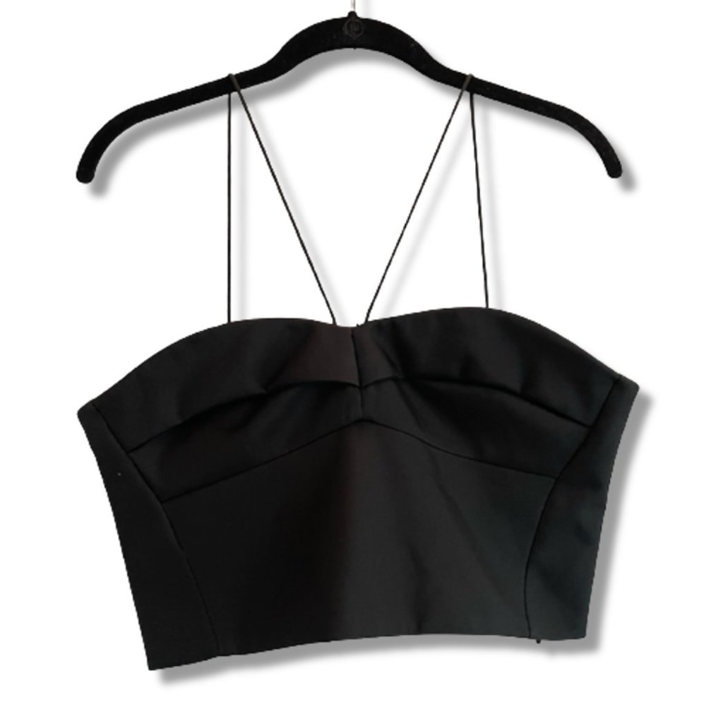 NICHOLAS - Black Spaghetti Strap Sweetheart Neckline Top